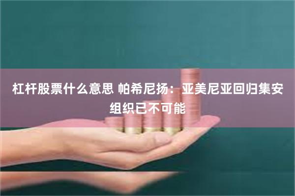 杠杆股票什么意思 帕希尼扬：亚美尼亚回归集安组织已不可能