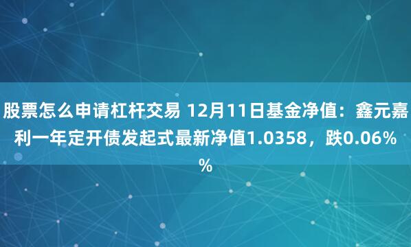 股票怎么申请杠杆交易 12月11日基金净值：鑫元嘉利一年定开债发起式最新净值1.0358，跌0.06%