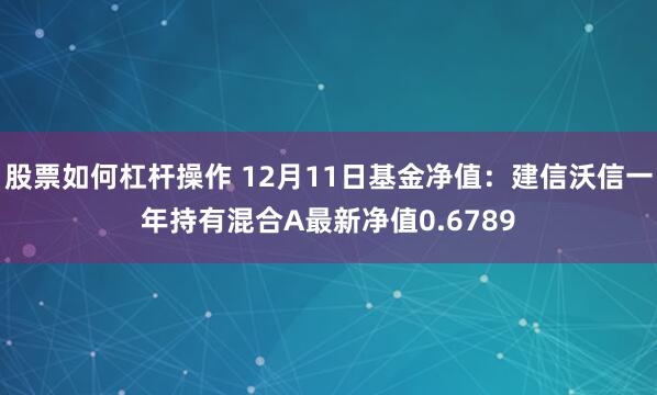 股票如何杠杆操作 12月11日基金净值：建信沃信一年持有混合A最新净值0.6789