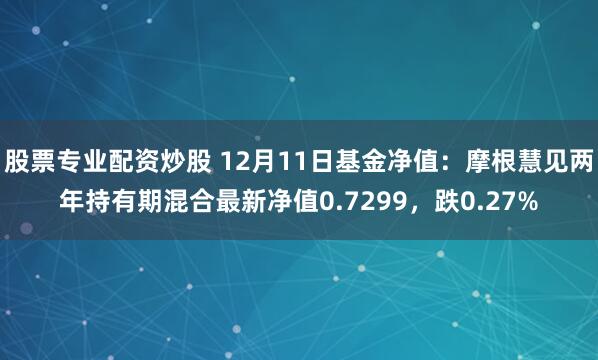 股票专业配资炒股 12月11日基金净值：摩根慧见两年持有期混合最新净值0.7299，跌0.27%