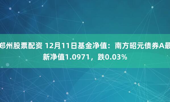 郑州股票配资 12月11日基金净值：南方昭元债券A最新净值1.0971，跌0.03%