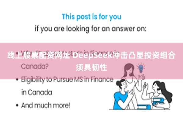 线上股票配资网址 DeepSeek冲击凸显投资组合须具韧性