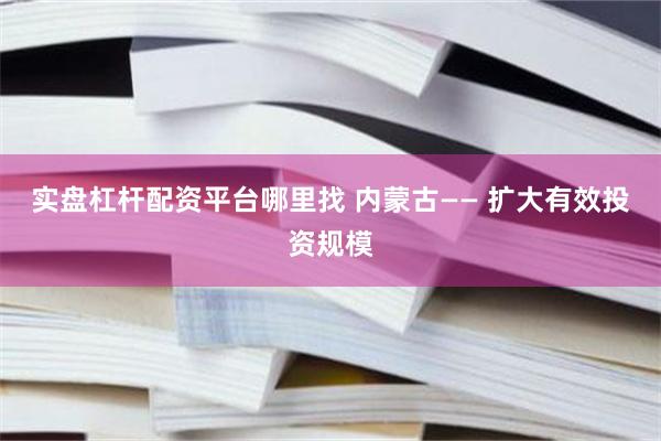 实盘杠杆配资平台哪里找 内蒙古—— 扩大有效投资规模