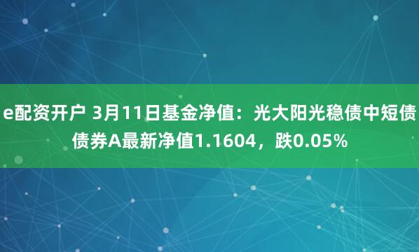 e配资开户 3月11日基金净值：光大阳光稳债中短债债券A最新净值1.1604，跌0.05%